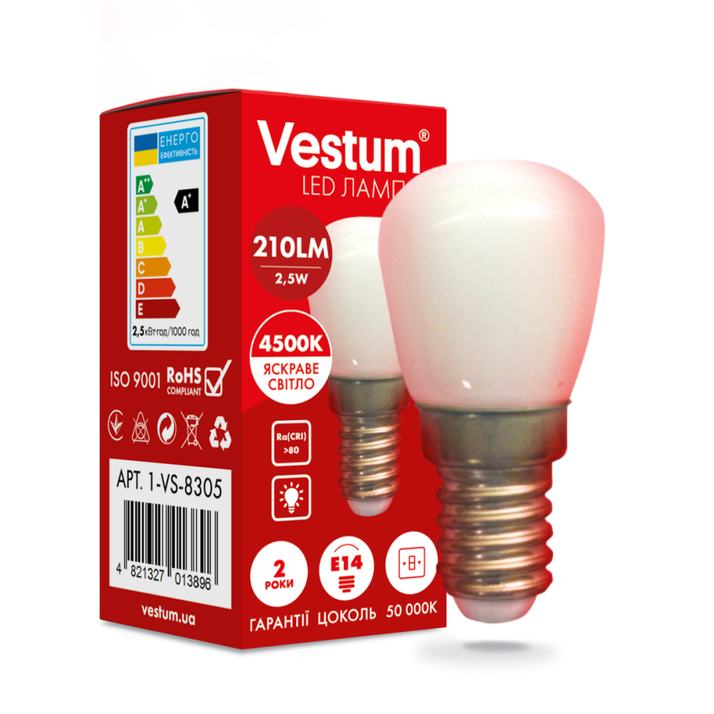 Світлодіодна лампа Vestum SMD Е14 2,5W 4500K 220V  для холодильника Дніпро - фото 1
