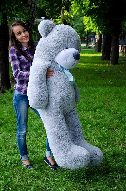 Плюшевий ведмедик М'яка іграшка Рафаель 160 см Сірий Тернопіль - фото 3