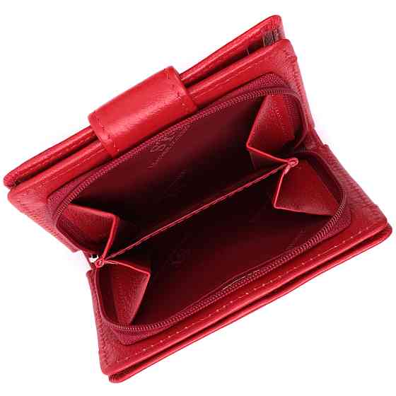 Яскравий жіночий гаманець з монетницею та блоком для пропусків із натуральної шкіри ST Leather 22714 Червоний Київ