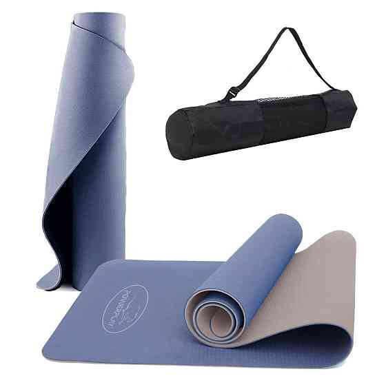 Спортивний килимок для йоги фітнеса пілатеса PowerPlay 4150 TPE Premium Performance Mat Синій (183x61x0.6) Київ