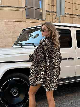 Жіноча леопардова оверсайз сорочка з джинсу Одеса