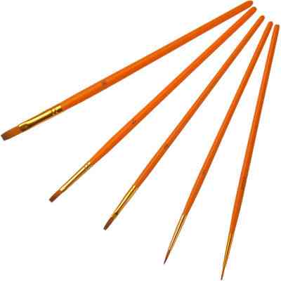 Кисточка для рисования Maxi набор 5 шт синтетический ворс, круглые (№ 000, 1) плоские (№3, 5, 8) короткая ручка (MX60885) Винница