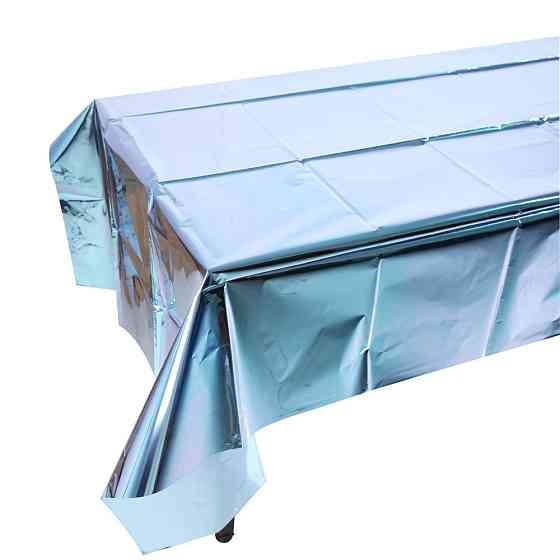 Скатерть клеенка из фольги 270 на 100 см голубой Киев