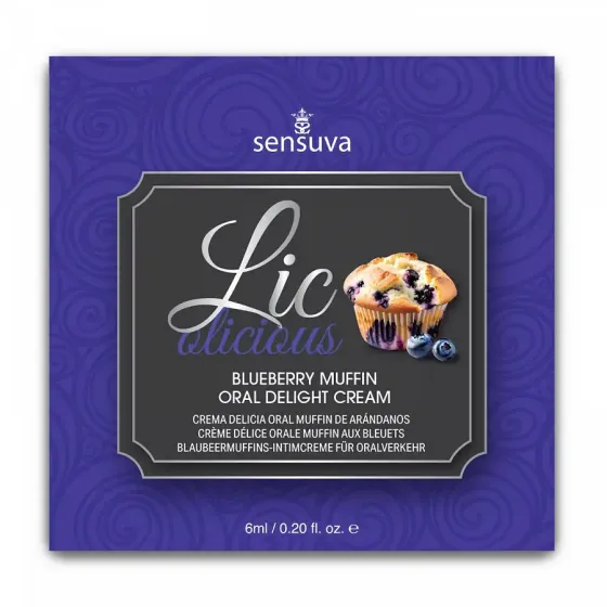 Пробник гелю для мінету Sensuva Lic-o-licious Blueberry Muffin (6 мл), оліїстий, без цукру Львів