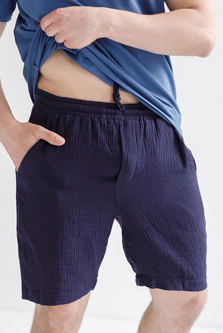 Мужские шорты муслиновые Темно-cиний S Харьков - изображение 5