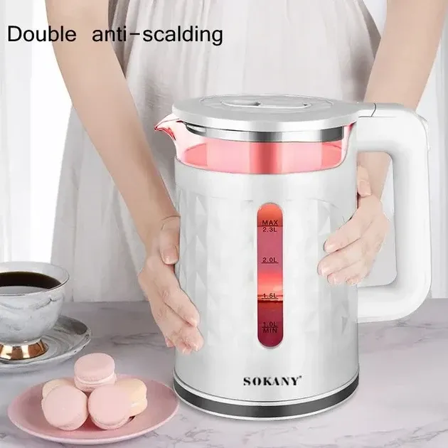 Електричний чайник Sokany SK-1028 2000Вт 2.3 л з індикатором, підтримкою температури 70 ° C, 360 ° основа Одеса - фото 3