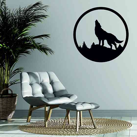 Декоративное настенное Панно «Волк», Декор на стену 70*70 см, Черный Киев