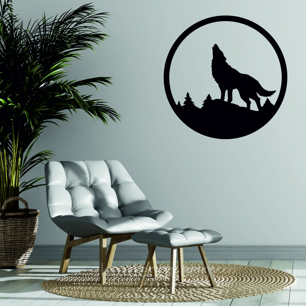 Декоративное настенное Панно «Волк», Декор на стену 70*70 см, Черный Киев - изображение 2