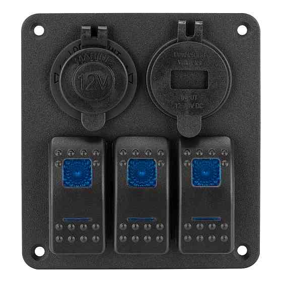 Панель переключения на 3 кнопки с 4.2A USB Вольтметр и прикуриватель Киев