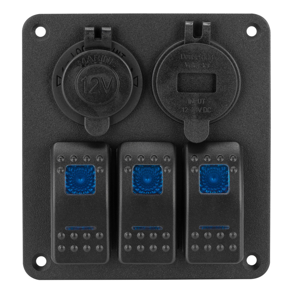 Панель переключения на 3 кнопки с 4.2A USB Вольтметр и прикуриватель Киев - изображение 1