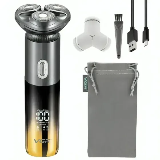 Электробритва VGR V‑392 с триммером/влагозащитой IPX LED-дисплеем и встроенным аккумулятором Коломыя