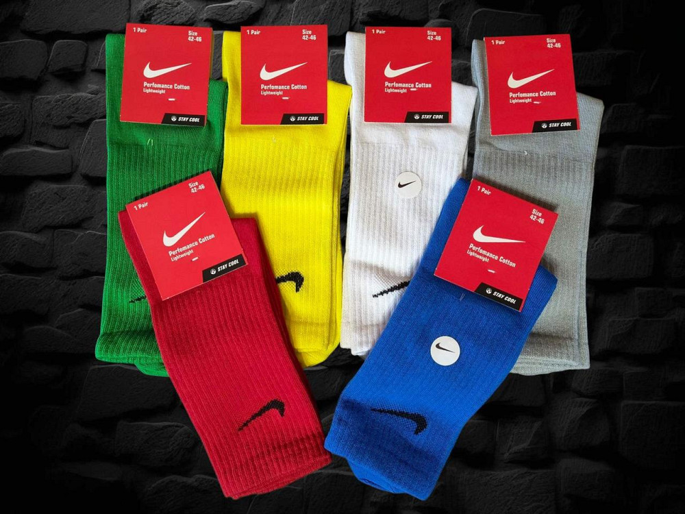 Набор мужских качественных цветных высоких хлопковых носков 6 штук Nike. Размер 42-46 Киев - изображение 2