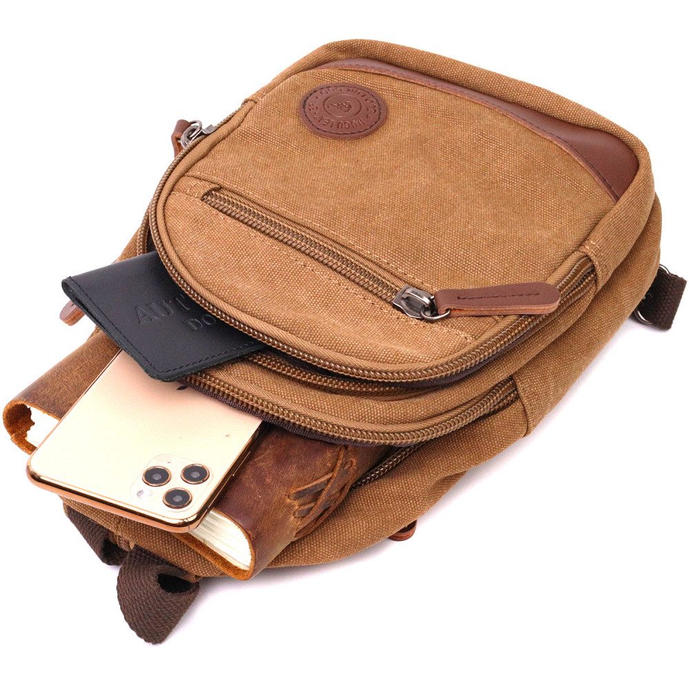 Оригінальна сумка для чоловіків через плече з ущільненою спинкою Коричневий (Vintage) Київ - фото 2