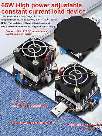 Регульована електронна навантажувальна USB-65Вт Atorch Київ