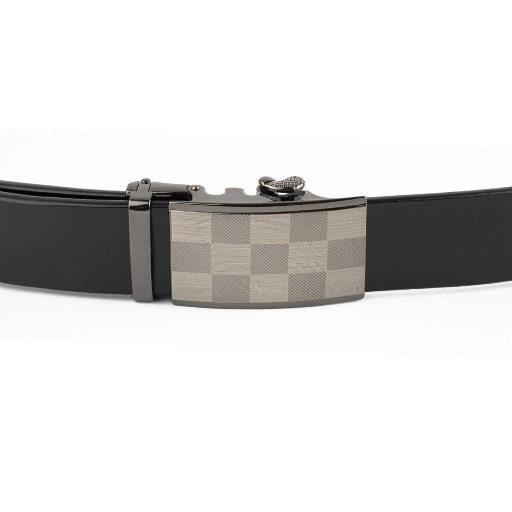 Ремінь чоловічий з автоматичною пряжкою шахматка Vintage 20266 Чорний Київ - фото 6