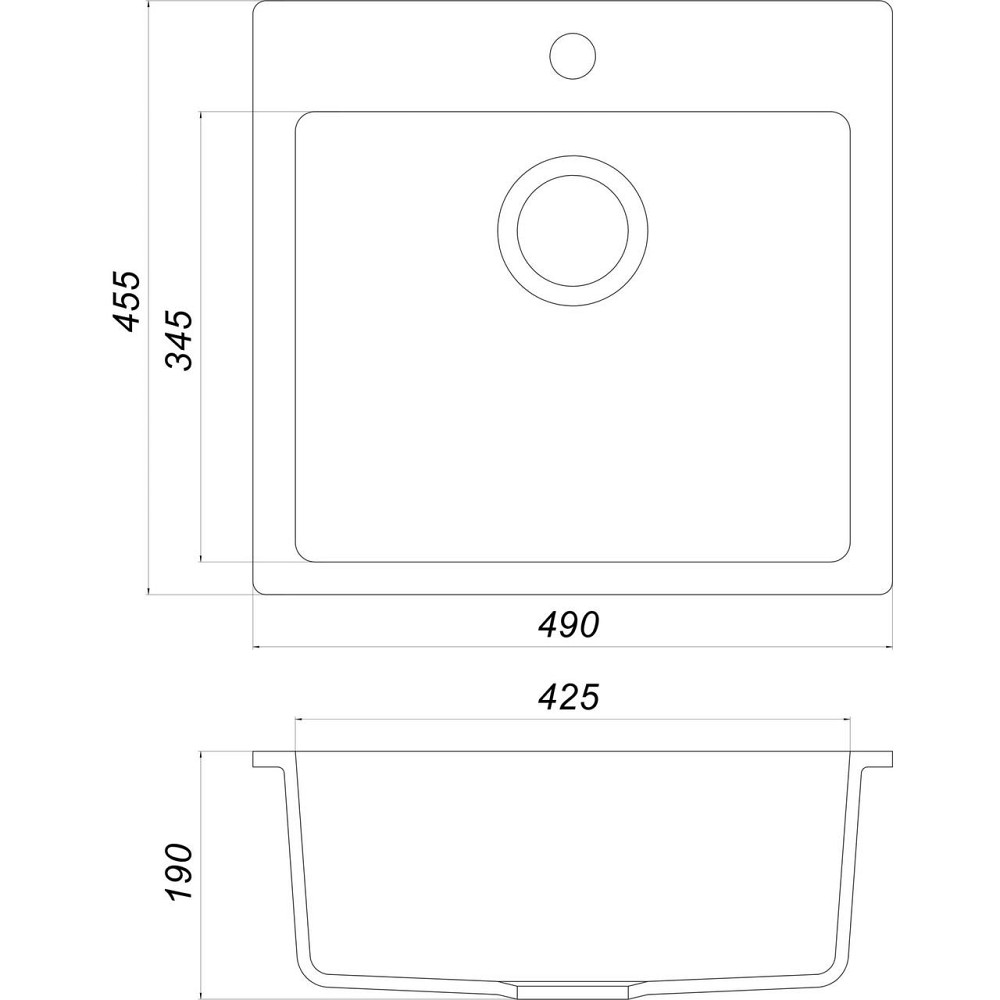 Гранитная мойка Globus Lux AOSTA графит 490x455мм-А0001 (000023568) Киев - изображение 5