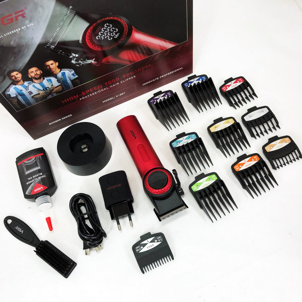 Професійна машинка для стрижки волосся голови VGR V-001 RED, Набір машинок для стрижки NK-85 Львів - фото 18