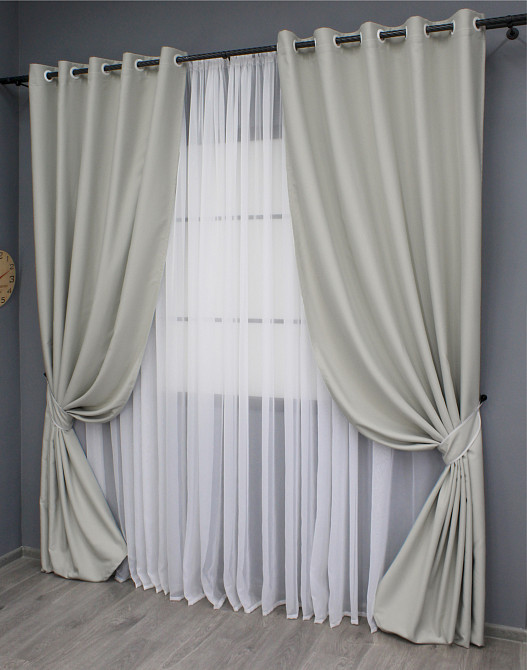 Комплект штор на люверсах VR-Textil Midnight № 1670ш 150х270 см 2 шт Світло-сірий (37-0209) Київ - фото 3
