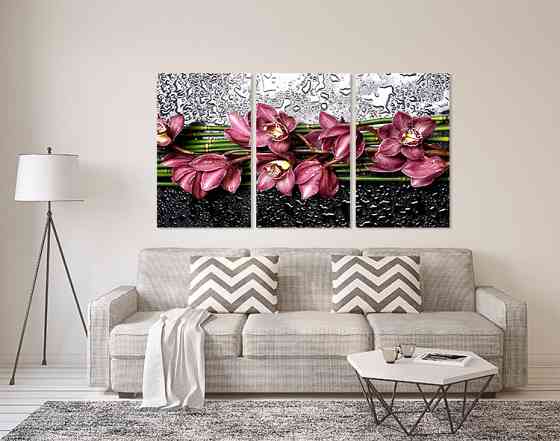 Модульна картина у вітальню/ спальню Орхідея  ART-303_3A 70х130 см Київ