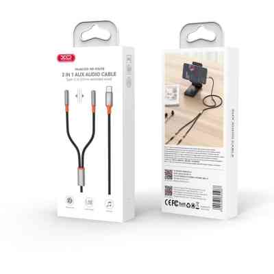 Переходник USB-C to 2x3.5mm F 1.0m NB-R269B black XO (NB-R269B.black) Винница