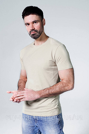 Футболка базова Ray Premium Fit чоловіча бежева (U0102-Cream) Київ - фото 1