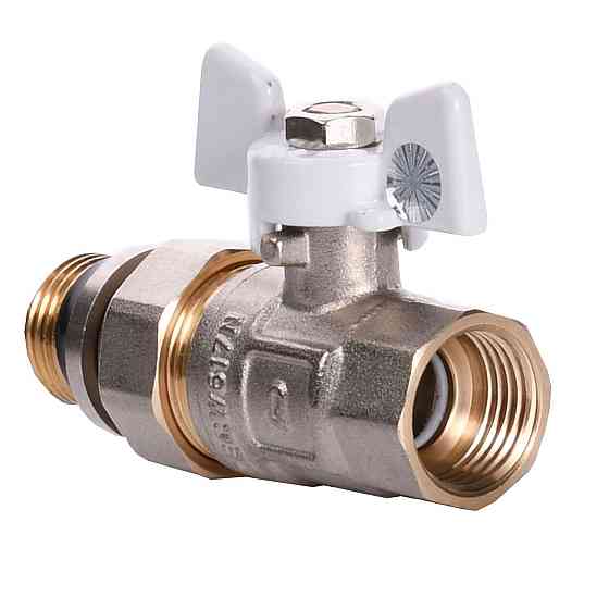 Кран кульовий з американкою Q PROFESSIONAL QP003 PN40 1/2″ антипротікання, Білий метелик Тернополь