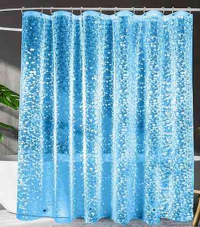 Шторка для душу та ванної кімнати з 3 магнітами-обважнювачами, колір прозоро-блакитний 3D-принт Кам'янець-Подільський