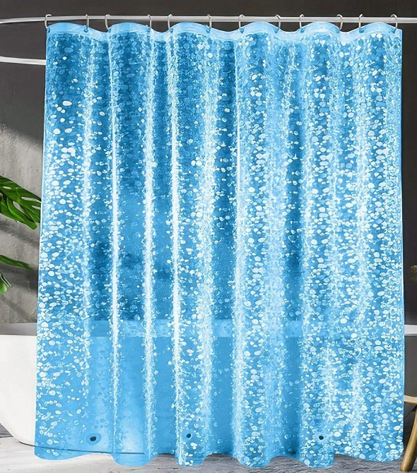 Шторка для душу та ванної кімнати з 3 магнітами-обважнювачами, колір прозоро-блакитний 3D-принт Кам'янець-Подільський - фото 2