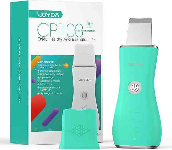 Ультразвуковий скрабер для обличчя VOYOR CP100, апарат для глибокого очищення та ліфтингу шкіри, екстрактор комедонів (зелений) Київ