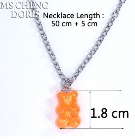 Біжутерія ведмедики кулон, помаранчевий з перламутром - довжина ланцюжка 50см, смола, цинковий сплав Київ - фото 1