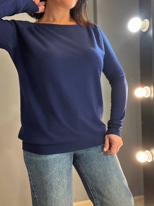 Джемпер женский ACCORDDREAM 9377 тонкий свитер простой базовый однотонный, темно-синий, one size Киев - изображение 7