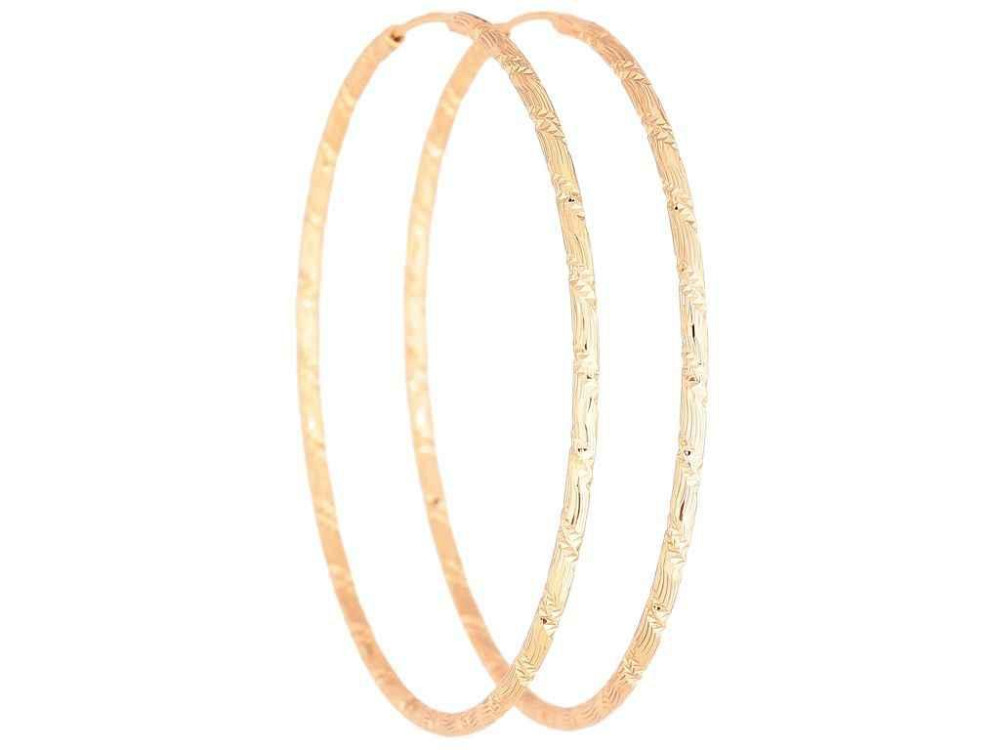 Сережки Позолота 18K кільця конго «Декоративний візерунок» ø 6.3см 270629 ТМ XUPING Київ - фото 1