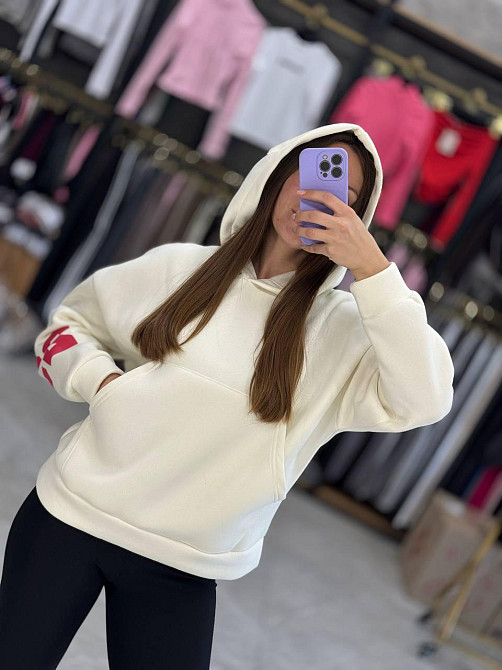 Жіноча стильна комфортна тепла худі турецька трьохнитка на флісі Одеса - фото 4