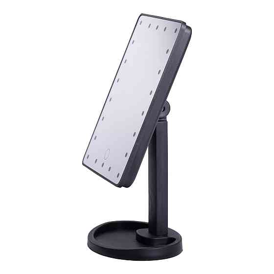 Настільне дзеркало з підсвічуванням 22 LED для макіяжу 21х16 см прямокутне на ніжці USB Чорне HP-10-4AB Коломия