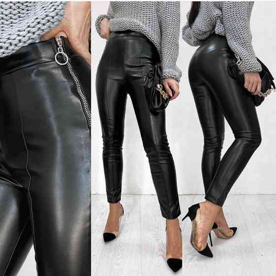 Утеплені трендові шкіряні легінси на флісі Style 46 Київ