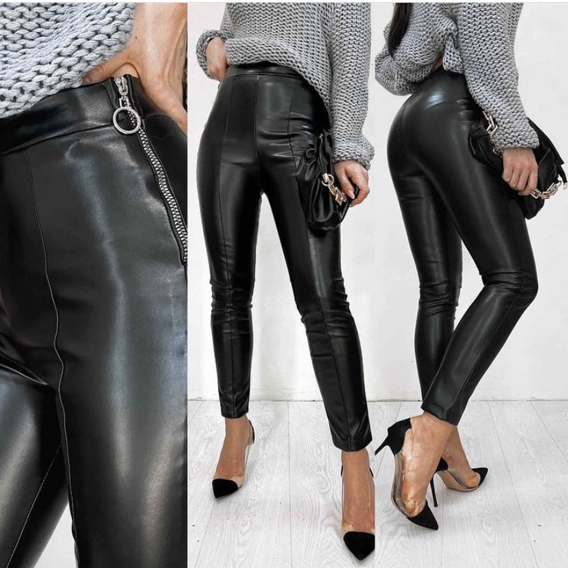 Утепленные трендовые кожаные легинсы на флисе Style 46 Киев - изображение 4