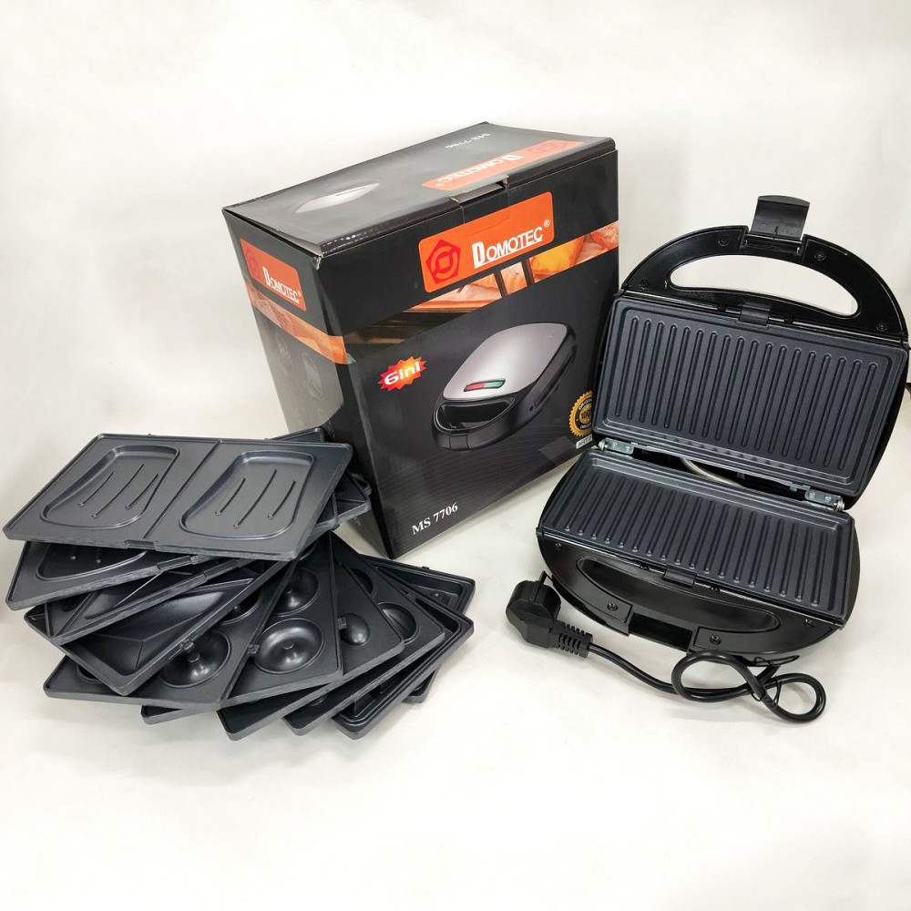 Мультипекар з пластиною для приготування бутербродів Domotec MS-7706 1000 w, Гриль електричний для дачі QB-98 Львів - фото 11