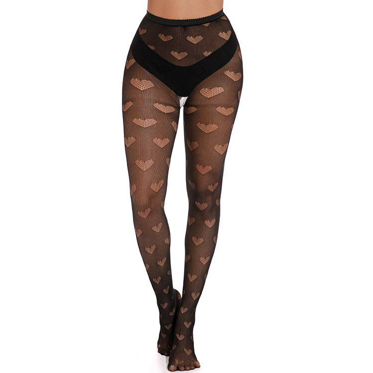 Колготки сітка з візерунком сердечка жіночі one size чорний Київ - фото 5
