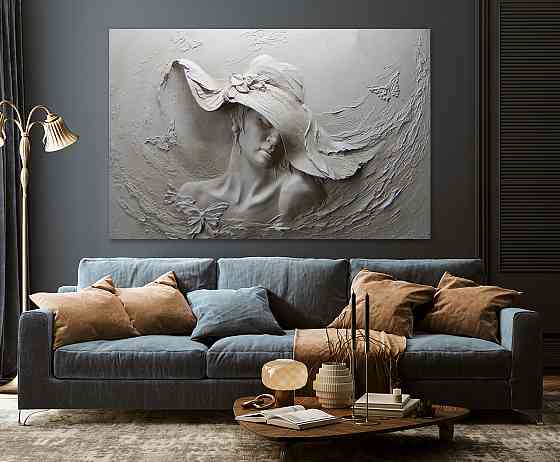 Картина полотно у вітальню / спальню   Дівчина в капелюсі   MLP_281 ( 60х30см ) Київ