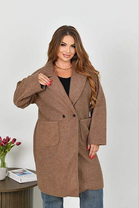 Жіноче стильне пальто з кишенями баранець на флісі Моко, 46/48 Одеса - фото 1