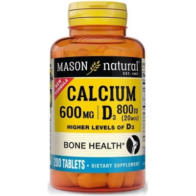 Мінерали Mason Natural Кальцій 600 мг з Вітаміном D3 800 МО, Calcium 600 mg з Vitamin D3 800 IU, 2 (MAV17132) Вінниця - фото 1