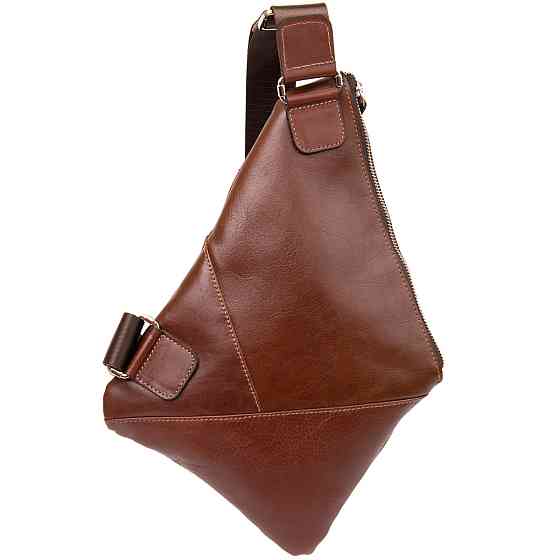 Стильная кожаная мужская сумка через плечо GRANDE PELLE 11358 Коричневый Киев