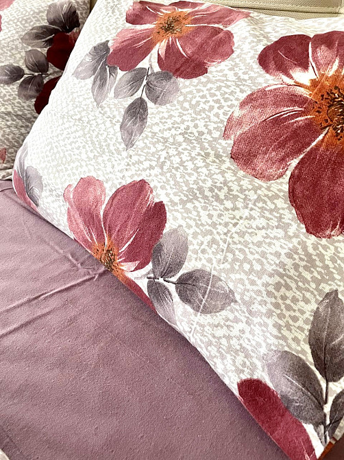 Ecotton Комплект постільної білизни Ecotton двоспальний Сімейний 150х215 см Flowers червоний Коломия - фото 2