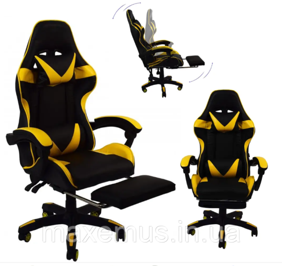 Кресло геймерское раскладное Bonro B 810 с подставкой для ног кресло компьютерное желтый Мостиска