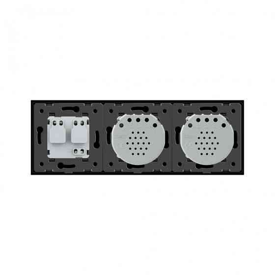 Розумний сенсорний ZigBee вимикач 2 сенсора (1-1) 1 розетка Livolo сірий скло (VL-C701Z/C701Z/C7C1EU-15) Коломыя