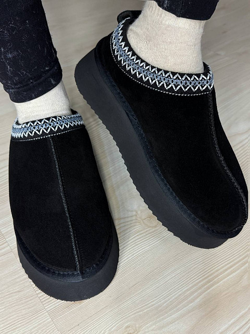 Уггі жіночі Itts 1702-1 капці на платформі замшеві з вишивкою чорні, 39, 24,5 см Київ - фото 4