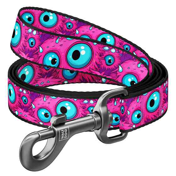 Повідець для собак нейлоновий WAUDOG Nylon, малюнок "Око монстра", S, Ш 15 мм, Дов 200 см Коломыя