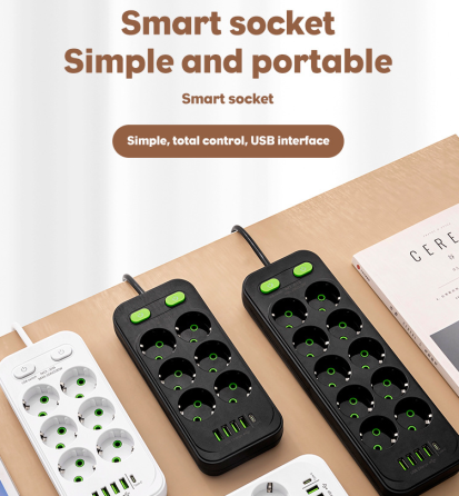 Подовжувач з 6 розетками та 5 USB, 5м, 2500Вт Київ