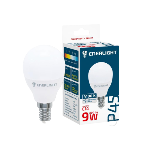 Лампа P45 9W E14 4100К 175-275V LED Enerlight Житомир