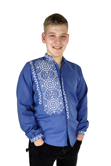 Молодіжна чоловіча натуральна вишиванка на гудзиках Київ - фото 1